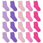 GENTABY Kids Boys Girls Toddler Socks - Multipack Baby Socks for Kids Home Hiking Socks 0-1 Years - 20 Pairs Elastic Mid Cut Socks Size 3-4