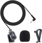 MICMXMO 3.5 mm Car Microphone Portable External Microphone Assembly for Car Vehicle Head Unit Bluetooth Audio Stereo Radio GPS DVD, 3 m Cable, Plug and Play