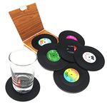 DIFLY 6 PCS Retro CD Record Vinyl Coasters Cup Mat for Coffee Drink Tableware Non-Slip Coasters