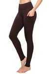 SATINA High Waisted Leggings for Women - Soft Women’s Leggings in Capri and Full Lengths - Regular and Plus Sizes in 25 Colors Brown