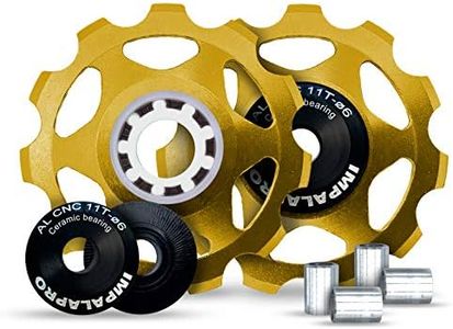 IMPALAPRO Bike Set of 2 Ceramic Jockey Wheels 11t - Derailleur Pulley - Jockey Wheel Shimano - Jockey Wheels 11 Speed - Pulley Sram - Shimano Jockey Wheels (4. Gold)