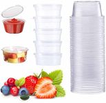 50Pcs Plastic Containers Round Food Container Pots with Lids BPA Free Sauce Pots Leakproof Food Cups Small Storage Pots Takeaways Containers for Restaurant Sauce, Salads, Jelly and Dessert - 4oz