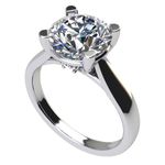 NANA Silver 10.00mm (4.00ct) Round Cut Zirconia Lucita Solitaire Ring-Platinum Plated-Size 7