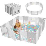 Dripex Baby Playpen for Baby and Toddlers, Extra Large Folding Baby Pen with Adjustable Shape Plastic Playpen, Extended Sturdy Foldable Play Pen and Baby Fence Barrier Indoor (18 Panels/190×190cm)