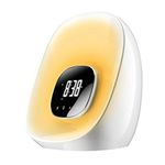 Groov-e Light Curve Touch Control FM Radio Alarm Clock with LED Lamp Wake-Up Light & Snooze - White