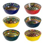 Henten Home Bohemia Soup Bowls Set, 25 OZ Ceramic Cereal Bowl Set of 6, Porcelain Oatmeal Serving Bowls Set for Pasta, Salad, Oven, Microwave & Dishwasher Safe…