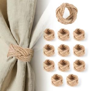 Woven Napkin Rings Set of 48, Mgrlfbl Farmhouse Burlap Napkin Ring