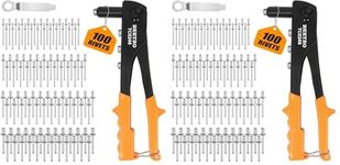 BEETRO Heavy Duty Hand Riveter, Rivet Gun Set, 3/32 inch-1/8 inch-5/32 inch-3/16 inch, 4 Nosepieces Set Includes 100pcs Rivets, Durable and Suitable for Metal, Plastic and Leather (Pack of 2)