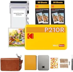 KODAK Mini 2 Retro 4PASS Portable Photo Printer (2.1x3.4 inches) Initial 8 Sheets + 60 Sheets + Gift Bundle, Yellow
