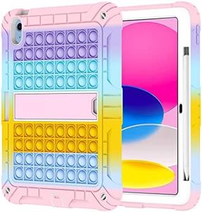 XZC Case for iPad (A16) 11th Generation 11 Inch 2025/ iPad 10th Generation 10.9 Inch 2022, Heavy Duty Shockproof Rugged Protective Case with Pencil Holder and Strap (Rainbow 1)