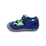 Stride Rite Unisex-Child Soft Motion Tobias First Walker Shoe, Blue/Lime, 4.5 Toddler