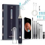 Xoali Ear Wax Removal Kit camera, 1080P FHD Wireless Ear Camera Ear wax Remover with 6 LED Lights and 3.5mm Smart Ear Cleaner Tool，Visual Ear Otoscope Charging for Android, iPhone, iPad (Navy blue)