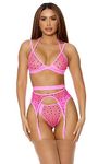 Forplay Womens Wild at Heart Lingerie Set, Pink, Large