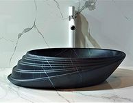 Sanque Designer Oval Shape table top wash basin for bathroom / bathroom sink / cabinet wash basin / ceramic basin / counter top basin / vanity washbasin For Bathroom 21 X 15 X 6 Inch (Black Matt)