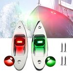 Jamgoer LED Navigation Lights for Boat 12V Bow Light Sailing Signal Lights Stainless Steel Flush Mount Marine Sidelights for Pontoon Yacht ( 2 Pack Red & Green)