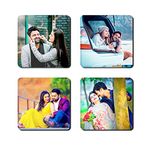 Deep Print Customized Photo Fridge Magnets (SET of 4) Glass Finish with Sparkle Effect || 3 X 3 Inch