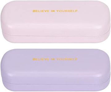 Unaone 2 Pack Eyeglass Case for Women Man, Leather Glasses Case Hard Shell Sunglasses Case Clamshell Glasses Protection Case