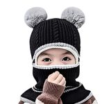 TopiBaaz Toddler Winter Hat Monkey Caps Baby Winter Hat, Fleece Lined Winter Hat Caps for Kids Winter Hat Scarf Earflap Hood Skull Caps for 6 Months to 4 Years Aged - Black