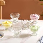 Nestasia Glass Bowl Set of 6 for Ice Cream, Food-Safe Scratch-Resistant Bowls with Textured Surface, 120ml Each