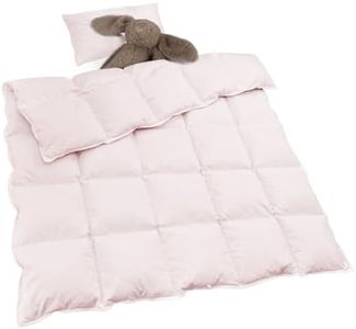 zzlamb Toddler Comforter Baby Down Blanket, Lightweight & Breathable Small Crib Quilt All Season Duvet Insert, Soft Noiseless Cotton-Blended Shell Down Proof Machine Washable, Cherry Pink 41x48in