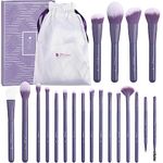 DUcare Makeup Brushes Professional 20Pcs Purple Makeup Brush set with Silicone Face Mask Brush Kabuki Foundation Blending Powder Blush Concealers Eyeshadows Brushes