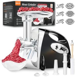 Electric Meat Grinder: [3000W Superior Motor] [Exquisite Box] Meat Grinder with 6 PCS Stainless Steel Blades & Grinding Plates, Sausage Stuffer Tubes & Kubbe Kit Portable Handle for Gift (Black)