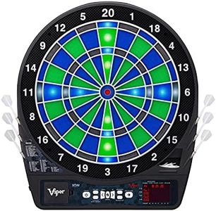 Viper Ion Electronic Dartboard, Illuminated Segments, Light Based Games, Green and Blue Segment Colors, Ultra Thin Spider to Increased Scoring Area