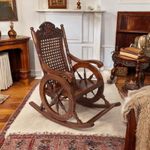 Classic Wood and Craft Handcrafted Wooden Rocking Chair with Wheel Design - Traditional Antique Finish (Model-B-8)