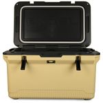 ENGEL 60 QT Ultra-Light Injection Molded Cooler - Ice Chest Keeps Ice 7 Days - Large Cooler Wire Basket, Divider and Built-in Bottle Opener - Fighting Lady Yellow with Dark Grey Interior (Yellow)