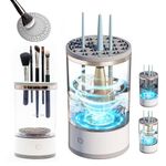 Electric Makeup Brush Cleaner Machine Automatic Portable USB Reusable Make Up Brush Cleaner Set for Quick Cleaning and Drying All Size Beauty Makeup Brushes（White）