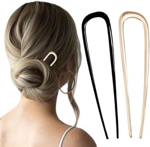 French Hair Pin Hair Pins for Women,2025 French Twist Hair Pin Hair Pins,U Shaped Hair Pins Metal Vintage Hair Sticks French Hair Pin Hairstyle for Women (Gold+Black)