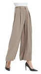 Tronjori Women High Waist Casual Wide Leg Long Palazzo Pants Trousers Regular Size(L,Mocha)