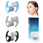 Swimming Ear Plugs, 3 Pairs Waterproof Reusable Silicone Swim Ear Plugs for Swimmers Pool Bath Showering Surfing Kayaking (Adults & Teens 14+)