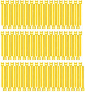 Pasow 100pcs Reusable Fastening Cable Ties Adjustable Straps Wire Management (8 Inch, Yellow)