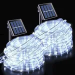 JMEXSUSS 2 Pack 100 LED Solar Rope Lights,33ft 8 Modes Solar Rope Lights Outdoor Waterproof LED Solar Pool Lights for Trampoline,Fence,Gazebo,Yard,Walkway,Path,Garden Decor(White)