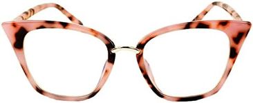 iB-iP Women's Retro Cat-eye Eyewear Black Leopard Clear Fashion Lens Eyeglasses, Size: One Size, Light Pink