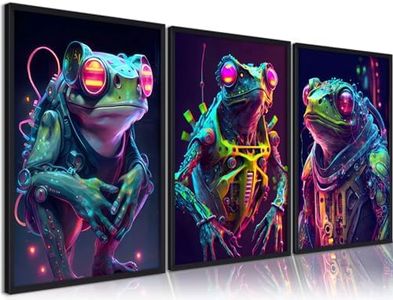 Riveda Video Game Decor Set of 3 Boys Room Posters for Bedroom Gaming Wall Art for Kids Boy Playroom Cyberpunk Frog Posters gamer Picture Teen boy bedroom No Frames(16"x24"x3)