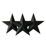 CVHOMEDECO. Country Rustic Antique Vintage Gifts Metal Barn Star Wall/Door Decor, 12-Inch, Set of 3. (Matt Black)