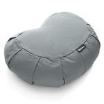 BODYMATE Halfmoon Meditation Cushion/Yoga Pillow - 42cm long 30cm wide and 15cm high - Removable washable 100% Cotton Cover - Inner cotton bag filled with buckwheat husks