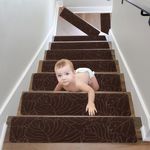 Stair Treads Mats, Non-Slip Stair Mats for Wooden Stairs, Self-Adhesive Stair Carpet, Non-Slip Stair Mats for Children, 76 x 20 cm (15PCS-04)