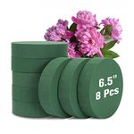 8 Pcs Floral Foam Blocks Round Wet & Dry Foam Bricks Green Styrofoam 6.5'' Large for Artificial Flowers Wedding Birthdays Home and Garden Decorations