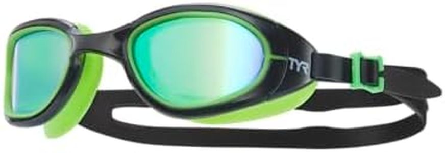 TYR Special Ops 2.0 Mirrored Performance Swim Goggles - Adult Swimming Goggles for Men and Women - Anti-Fog, UVA/UVB Protection, Water-Tight - Ideal for Triathlon and Open Water - Green/Black