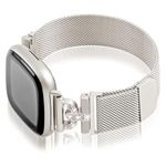 HAYONLIY Magnetic Bands Compatible for Fitbit Sense 2/Fitbit Versa 4/Fitbit Sense/Fitbit Versa 3, Mesh Stainless Steel Bling Strap, Dressy Replacement Adjustable Wristband for Women-Starlight