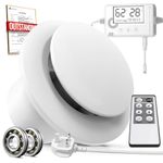 SBONNI 4 Inch Bathroom Extractor Fan with Humidistat, Thermostat, Timer, Remote Control – Powerful, Silent Ventilation Fan with Real Time Humidity & Temp Display for Ceiling Wall (With Plug)