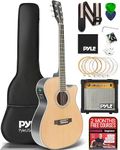 Pyle Electric Acoustic Guitar Full Size, Guitar for Beginners, 4/4 Electro-acoustic Guitars w/ Amp Kit & Accessories, 104cm Wood Steel String Instrument for Kids & Adults, 2 Months Free Online Lessons