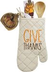 Mud Pie Thanksgiving Oven Mitt and Towel Set, Give Thanks, 7"x12"