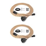 LISSION Pendant Light Kit Plug in Hanging Light Kit with Switch 15ft Twisted Vintage Hemp Rope Light Fixture E26 E27 Socket for Farmhouse Home Loft Restaurant 2 Pack