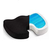 obliq Orthopaedic Coccyx Pillow Tailbone Seat Cushion with Cooling Gel High Density Memory Foam to Relieve Sciatica, Back Pain Relief for Chair, Wheel Chair, Car (Black)