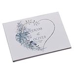 Large Personalised Wedding Guest Book Keepsakes, Signature Scrapbook, Photo Album Wedding Couple Blue Tropical Heart