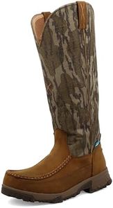 Twisted X Men's 17" Viperguard Snake Boots - Slip-Resistant and Waterproof Knee-High Hunting Boots, Mossy Oak Bottomland Camo & Brown, 8.5 Wide